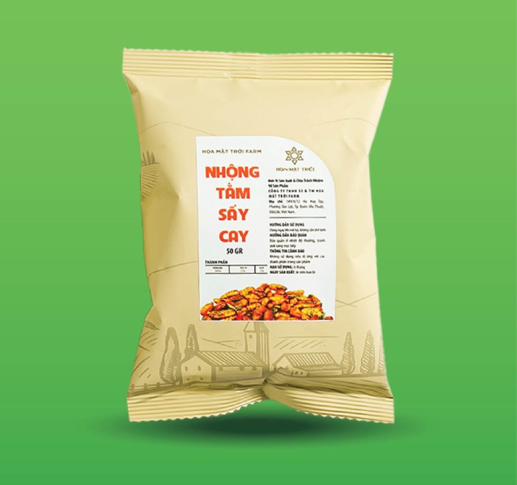 Nhộng tằm sấy cay Hoa Mặt Trời Farm